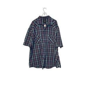 Key Men's Shirt Pearl Snap Gingham Plaid Button Up Short Sleeve Multicolor 2XLR